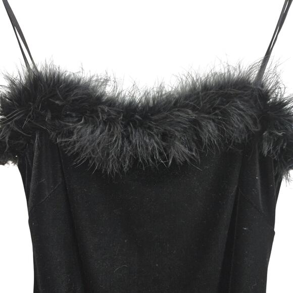 Stepping Out Vtg 90s Y2K Witchy Goth Fairy Velvet Feather Asymmetric Dress M - Picture 5 of 11